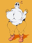 anthro big_breasts breasts clothed clothing costume female ghost_costume halloween_costume holidays huge_breasts looking_at_viewer pose simple_background smile solo standing text thick_thighs wide_hips smokedsoul35 halloween mario_bros nintendo ghost koopa koopa_troopa reptile scalie spirit 3:4 digital_media_(artwork) english_text hi_res