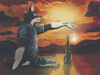 male solo kowloon7050 echo_(game) echo_(series) echo_project leo_alvarez canid canine canis mammal wolf 2025 digital_drawing_(artwork) digital_media_(artwork) meme
