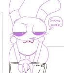 anthro crossgender dialogue female looking_at_viewer machine mtf_crossgender smile solo suggestive text wide_hips the_weaver five_nights_at_freddy's scottgames bonnie_(fnaf) weaver_bonnie animatronic lagomorph leporid mammal rabbit robot 2014 english_text widescreen