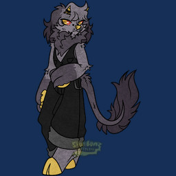 andromorph big_pawpads black_body black_fur digitigrade fur hooves horn intersex looking_away neck_tuft rolled_up_pants solo tuft walking yellow_eyes yellow_nose skull_bunz_official lestat_(huf13) absurd_res hi_res