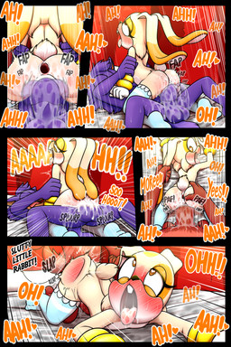 anthro anthro_penetrated anus balls blush bodily_fluids butt cum dialogue faceless_character faceless_male female female_penetrated fingers genital_fluids genitals loli male male/female male_penetrating male_penetrating_female open_mouth penetration penis sex spread_legs spreading tail text tongue tongue_out vulva young young_anthro dexstar sega sonic_the_hedgehog_(series) cream_the_rabbit lagomorph leporid mammal rabbit 2:3 comic digital_media_(artwork) english_text hi_res