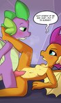 blush erection female genitals imminent_sex male nervous penis speech_bubble spread_legs spreading steam text wings young tjpones friendship_is_magic hasbro my_little_pony mythology smolder_(mlp) spike_(mlp) dragon mythological_creature mythological_scalie scalie 2024 absurd_res english_text hi_res