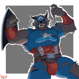 abs anthro belt biceps blue_bodysuit blue_clothing blue_mask blue_skinsuit bodysuit border bulge claws clothed clothing fangs fur grey_body grey_fur looking_at_viewer male multicolored_bodysuit multicolored_clothing multicolored_skinsuit muscular muscular_anthro muscular_male red_bodysuit red_clothing red_eyes red_skinsuit red_underwear shield skinsuit solo teeth tight_clothing torn_bodysuit torn_clothing torn_skinsuit underwear uniform white_bodysuit white_border white_clothing white_skinsuit overly_ketchup marvel mythology captain_america capwolf canid canine mammal mythological_canine mythological_creature werecanid werecanine werecreature werewolf 1:1 2025 absurd_res digital_media_(artwork) hi_res