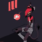 angry bodily_fluids clothing crying cuff_(restraint) handcuffed handcuffs horn incarcerated jailed male metal_cuffs prison prison_cell restraints sad sitting solo spade_tail tail tears underwear yellow_sclera dracreloaded helluva_boss demon demon_humanoid humanoid imp 1:1 hi_res