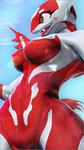 anthro anthrofied blue_background breasts female glistening glistening_body glistening_skin navel orange_eyes pokemorph pose red_body rim_light simple_background solo tongue tongue_out sdx3 nintendo pokemon generation_3_pokemon latias legendary_pokemon pokemon_(species) 2020 3d_(artwork) 9:16 digital_media_(artwork) hi_res pinup zbrush_(artwork)