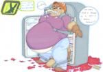 anthro appliance belly belly_expansion big_belly bloated boomereverett eating expansion force_feeding forced fridge inflation kitchen_appliance machine male morbidly_obese morbidly_obese_anthro morbidly_obese_male obese obese_anthro obese_male overweight overweight_anthro overweight_male prisonsuit-rabbitman sequence solo stuffing weight_gain