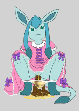 4_toes anthro barefoot blue_body blue_fur bodily_fluids butt clothed clothing crouching dress feces feces_pile feet female female_peeing female_pooping fur genital_fluids genitals green_eyes grey_background leg_markings looking_at_viewer markings panties panties_down partially_clothed paws peeing peeing_on_ground pink_clothing pink_dress pokemorph pooping pooping_on_floor scatplay simple_background socks_(marking) soiled_panties soiling soiling_underwear solo tail text toes underwear underwear_down urine urine_on_feces urine_on_ground urine_pool urine_stream vulva watersports wetting wetting_bottomwear raveneevee nintendo pokemon eeveelution generation_4_pokemon glaceon pokemon_(species) hi_res signature