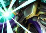 5_fingers abstract_background armor black_body cape clothing fingers male metallic_body solo イタヤ bandai_namco digimon alphamon digimon_(species) humanoid x-digimon 2016 alternate_version_at_source digital_media_(artwork) hi_res