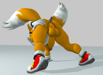 2_tails anal anal_penetration anthro butt genitals gun male multi_tail muzzle_(object) muzzled penetration penis ranged_weapon solo tail thick_thighs weapon doomlazy27 sega sonic_the_hedgehog_(series) miles_prower canid canine fox mammal 3d_(artwork) digital_media_(artwork)