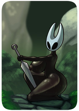 2_horns areola big_breasts biped black_eyes bodily_fluids breasts female holding_melee_weapon holding_object holding_weapon horn looking_at_viewer melee_weapon nipples nude on_ground outside side_view solo sweat sweatdrop weapon froggkingg hollow_knight_(franchise) team_cherry hornet_(hollow_knight) arthropod 2025 hi_res