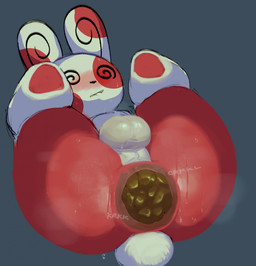 anthro anus balls bite biting_lip biting_own_lip blush bodily_fluids butt crowning_feces feces fur genitals legs_up lying male male_pooping markings musk on_back perineum pooping red_body red_fur scatplay scut_tail self_bite short_tail simple_background solo sound_effects spiral spiral_eyes spots spotted_body spotted_fur sweat sweaty_balls sweaty_butt sweaty_genitalia tail text white_body white_fur tiosqr nintendo pokemon generation_3_pokemon pokemon_(species) spinda hi_res
