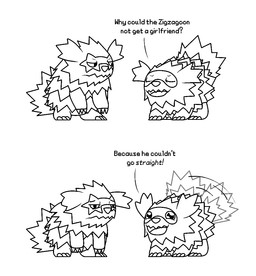 ambiguous_gender asking_another claws dialogue duo eyes_closed facial_markings feral fur head_markings humor looking_at_another markings mask_(marking) narrowed_eyes open_mouth open_smile smile spiky_fur tail tail_motion tailwag talking_to_another text pinnipip nintendo pokemon galarian_form galarian_zigzagoon generation_3_pokemon generation_8_pokemon pokemon_(species) regional_form_(pokemon) zigzagoon english_text monochrome