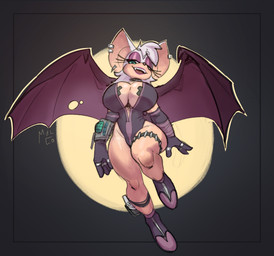 anthro bat_wings big_breasts breasts cleavage clothed clothing eyeshadow female green_eyes hair huge_breasts leotard looking_at_viewer makeup membrane_(anatomy) membranous_wings nipple_tape open_mouth open_smile pasties simple_background smile smiling_at_viewer solo tape thick_thighs white_hair wings malcontentus sega sonic_the_hedgehog_(series) mormoopia_rouge_(bigdad) rouge_the_bat bat mammal 2025 hi_res