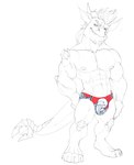 2_horns 4_toes anthro arm_spikes big_biceps big_deltoids big_muscles big_pecs blue_clothing blue_speedo blue_swimwear bulge cheek_tuft chin_spikes claws clothed clothed_anthro clothed_male clothing deltoids ear_tuft eyebrows facial_spikes facial_tuft feet front_view half-closed_eyes hand_on_hip hand_on_leg head_horn head_tuft horn huge_pecs humanoid_hands male male_anthro manly multicolored_speedo muscular muscular_anthro muscular_male narrowed_eyes navel nipples obliques open_mouth open_smile pecs plantigrade quads red_clothing red_speedo red_swimwear sharp_teeth simple_background smile solo speedo speedo_only spiked_tail spikes spikes_(anatomy) standing swimwear tail teeth toes topless topless_anthro topless_male tuft veiny_arms white_background white_clothing white_speedo white_swimwear bristol mythology dragon mythological_creature mythological_scalie scalie 2020 absurd_res digital_drawing_(artwork) digital_media_(artwork) full-length_portrait hi_res portrait spot_color