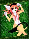 anthro breasts clover_(plant) convenient_censorship female hair hair_covering_breasts nude orange_hair plant shamrock solo tail tail_tuft tuft luna777 taratsu_(character) moondog censored