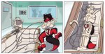 4_toes ambiguous_gender anthro arms_tied asylum balls bdsm black_body black_ears black_fur black_hair black_legs black_pawpads black_snout bondage border bound chastity_cage chastity_device chest_(container) clenched_teeth closing_door door feet fullbody_straitjacket fur genitals group hair inside keypad legs_tied magic_bondage male metal_chastity_cage multicolored_body multicolored_fur observation_window padded_room pawpads red_balls red_body red_eyes red_fur red_hair_tips red_legs restrained_by_magic restraints sensory_deprivation sensory_deprivation_hood silhouette spread_legs spreading straitjacket strapped strapped_down straps teeth text toes two_tone_body two_tone_fur two_tone_legs white_border kemira oni_(thatonefurr) animate_inanimate canid canine fox mammal 2019 artist_name digital_drawing_(artwork) digital_media_(artwork) story story_in_description url