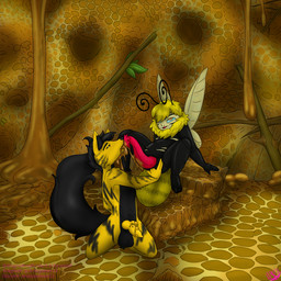 anal anal_fingering anal_penetration anthro b-z_(fledgedragonfox) bodily_fluids cum duo fingering flavored_cum food genital_fluids genitals honey_(food) honey_cum honey_on_penis honeycomb knot knotted_penis looking_pleasured male male/male oral penetration penis unusual_bodily_fluids unusual_cum unusual_genital_fluids wings fledgedragonfox johny_thunder_(johny_thunder) arthropod bee bumble_bee_(species) canid canine canis demon honey_bee hymenopteran insect mammal wolf 1:1