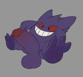 anus balls big_balls big_feet big_penis erection feet foreskin foreskin_play foreskin_pull fur genitals grin head_tuft huge_balls huge_penis humanoid_genitalia humanoid_penis male masturbation penis purple_body purple_fur red_eyes short_tail simple_background smile solo tail teeth thick_penis tuft vein veiny_penis rokie38 nintendo pokemon generation_1_pokemon gengar ghost pokemon_(species) spirit 2021 absurd_res colored hi_res shaded