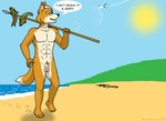 2020 abs anthro arwing athletic athletic_anthro athletic_male balls beach canid canine casual_nudity circumcised dialogue digital_media_(artwork) emperorstarscream english_text fish flaccid footprint fox fox_mccloud fur genitals holding_melee_weapon holding_object holding_polearm holding_spear holding_weapon humanoid_genitalia humanoid_penis looking_up male mammal marine melee_weapon multicolored_body multicolored_fur nature nintendo nude orange_body orange_fur outside pecs penis plantigrade polearm sand seaside solo spear speech_bubble star_fox sun text two_tone_body two_tone_fur walking water weapon weapon_on_shoulder wet wet_body wet_fur white_body white_fur