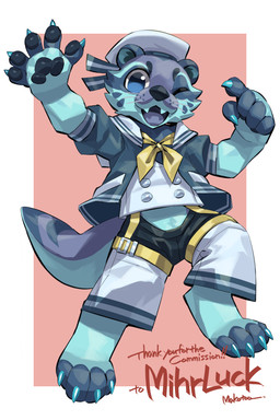 anthro clothing male mihrluck sailor_uniform solo uniform makotoo mammal mustelid otter 2:3 absurd_res hi_res