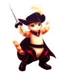ambiguous_gender clothing domestic_cat dreamworks felid feline felis hat headgear headwear holding_melee_weapon holding_object holding_sword holding_weapon mammal melee_weapon pikohammer puss_in_boots_(character) puss_in_boots_(dreamworks) shrek_(series) simple_background solo sword tail weapon white_background