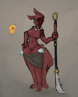 anthro bodily_fluids breasts burn_scar clothed clothing dominant dominant_female eye_scar facial_scar female fur genitals guandao huge_hips ineffective_clothing looking_at_viewer mature_female melee_weapon natural_breasts nipples notched_ear nude open_mouth polearm red_body red_fur scar simple_background skimpy small_waist smile solo sweat sweaty_breasts tail thick_thighs vulva weapon wide_hips alexleviafan rain_world videocult artificer_(rain_world) felid mammal slugcat digital_media_(artwork)