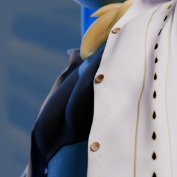 anthro black_bra black_clothing black_underwear blue_body blue_fur blue_hair bra breasts close-up clothing collared_shirt dress_shirt female fur hair shirt small_breasts solo topwear unbuttoned_shirt underwear white_clothing white_shirt white_topwear yellow_body yellow_fur fiopon mollis arthropod insect lepidopteran moth 1:1 3d_(artwork) absurd_res blender_(artwork) blender_cycles_(artwork) digital_media_(artwork) hi_res