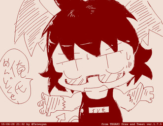 bodily_fluids clothing eyewear glasses open_mouth school_swimsuit simple_background solo sweat swimwear text tatwuyan 2015 japanese_text translation_request