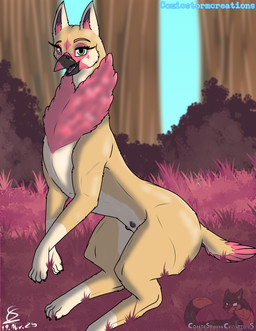 4_toes beak black_beak brown_nipples claws digitigrade feathers feet female female_feral feral forest forest_background fur fur_markings grass green_eyes happy hindpaw inner_ear_fluff logo looking_at_viewer markings multicolored_body multicolored_fur nature nature_background nipples on_grass on_ground open_beak open_mouth outside paws pink_body pink_feathers pink_grass plant quadruped shrub simple_background sitting sitting_on_grass sitting_on_ground solo tail tail_feathers text tiny_tail toe_claws toes tongue tree tuft comicstormcreations elizabeth_(comicstormcreations) ambiguous_species avian mammal 2025 absurd_res artist_logo artist_name digital_drawing_(artwork) digital_media_(artwork) hi_res shaded signature