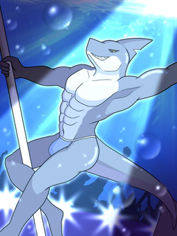abs anthro athletic athletic_anthro athletic_male dancing male muscular muscular_anthro muscular_male pecs pole pole_dancing sea solo water dragokaizer666 aquatic fish shark 3:4 hi_res