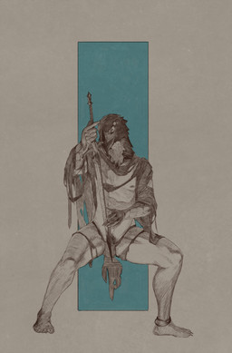 abstract_background anklet anthro beak biped bottomwear claws clothing flaccid genitals holding_melee_weapon holding_object holding_sword holding_weapon jewelry loincloth looking_at_viewer male melee_weapon mostly_nude multi_eye penis robe sitting solo sword torn_clothing weapon flowerdino avian bird corvid corvus_(genus) crow demon oscine passerine digital_drawing_(artwork) digital_media_(artwork) hatching_(art) hi_res restricted_palette shaded
