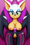 anthro bedroom_eyes big_breasts breasts clothing female genitals looking_at_viewer narrowed_eyes nipples presenting presenting_breasts presenting_pussy pussy seductive simple_background smile solo thick_thighs wings zeroviks netflix sega sonic_prime sonic_the_hedgehog_(series) rouge_the_bat bat mammal 2:3 digital_media_(artwork) hi_res