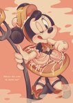 anthro butter clothing cutlery dairy_products dialogue female food footwear fork gloves handwear kitchen_utensils one_eye_closed pancake solo text tongue tongue_out tools wink sh_disney disney minnie_mouse mammal mouse murid murine rodent 2020 english_text hi_res