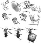 anthro arthropod ball_suck balls big_breasts bodily_fluids breast_expansion breasts cruelty cum cum_inflation cum_inside duo expansion female fly_(animal) genital_fluids genitals half-dude hi_res human human_on_anthro inflation injection insect interspecies male male/female mammal micro misty_(half-dude) monochrome mosquito nipples oral penis presenting presenting_balls sequence sex sucking tears