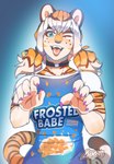 blue_eyes breasts choker claws clothed clothing female freckles jewelry looking_at_viewer necklace one_eye_closed open_mouth solo stripes tongue tongue_out wink luxar92 pancake_(luxar92) felid mammal pantherine tiger artist_name hi_res