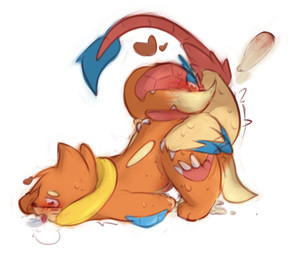 anthro bite blush bodily_fluids cum cum_drip cum_in_ass cum_inside dripping duo from_behind_position genital_fluids genitals heart_eyes heart_symbol looking_at_another looking_at_partner looking_down male male/male penis perching_position sex side_view tail tail_bite tail_in_mouth binhlanha nintendo pokemon archen avian bird buizel fossil_pokemon generation_4_pokemon generation_5_pokemon pokemon_(species) hi_res