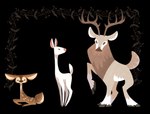 ambiguous_gender antlers countershade_tail countershading feral group hooves horn quadruped scut_tail short_tail tail trio nini_(artist) deer mammal 2015 absurd_res hi_res