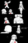 alternate_universe angel_derear anthro asriel_dreemurr boss_monster_(undertale) bottomless bovid bow_accessory breasts bulge butt caprine clothed clothing comic crossgender dialogue duo eyes_closed female frisk_(undertale) frisky_(under(her)tail) goat hi_res human looking_away male mammal monster obscured_face partially_clothed phallic text thewill under(her)tail undertale undertale_(series)