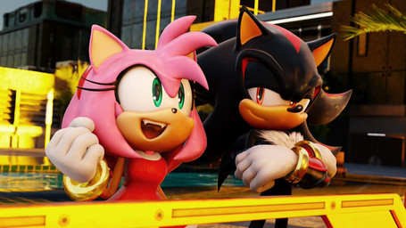 anthro black_hair clothing dress duo female green_eyes hair male multicolored_hair pink_hair red_eyes red_hair smile two_tone_hair hunicrio sega sonic_the_hedgehog_(series) amy_rose shadow_the_hedgehog eulipotyphlan hedgehog mammal 16:9 3d_(artwork) digital_media_(artwork) widescreen
