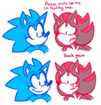 anthro black_body black_fur blue_body blue_fur blue_nose bodily_fluids crying dialogue duo frown frowning_at_another fur heart_symbol male male/male multicolored_body red_body red_fur red_nose requesting simple_background smile smiling_at_another smiling_at_each_other talking_to_another tears text thanking white_background white_body white_inner_ear white_skin beastofeuthanasia sega sonic_the_hedgehog_(series) shadow_the_hedgehog sonic_the_hedgehog eulipotyphlan hedgehog mammal 2019 colored_sketch digital_media_(artwork) english_text flat_colors sketch