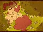 accessory cutie_mark eyes_closed female feral flower flower_in_hair grass hair hair_accessory long_hair pink_hair plant sleeping smile solo umeguru friendship_is_magic hasbro my_little_pony pinkie_pie_(mlp) earth_pony equid equine horse mammal pony 2014 4:3 letterbox