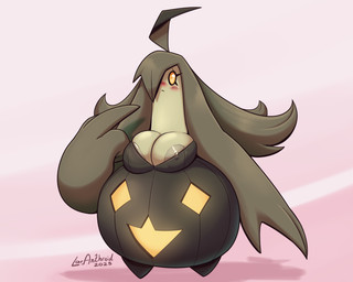 areola areola_slip belly big_belly big_breasts biped blush breasts eyelashes female gesture hair hair_hand hair_over_eye hand_gesture huge_hips huge_thighs mouth_closed nipple_outline nipples one_eye_obstructed plant pointing pointing_at_self shadow solo standing text thick_thighs wide_hips yellow_eyes latiar nintendo pokemon harriett_(latiar) elemental_creature elemental_humanoid flora_fauna generation_6_pokemon gourgeist humanoid plant_humanoid pokemon_(species) 2025 5:4 artist_name english_text hi_res