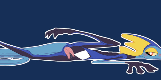 2_penises 3_toes 5_fingers ambiguous_fluids animal_genitalia animal_penis anthro blue_body blush blush_lines cloaca cloacal_penis contiguous_snout crawling embarrassed feet feral fin fingers genitals head_fin hemipenes long_tail looking_at_genitalia male multi_genitalia multi_penis on_ground orange_eyes outline penis pupils simple_background skinny slim slit_pupils smile solo stretching tail toes transparent_background white_outline white_pupils yellow_sclera nal_wt nintendo pokemon cayde_the_inteleon generation_8_pokemon inteleon lizard pokemon_(species) reptile scalie 2026 absurd_res alpha_channel colored_line_art hi_res watermark