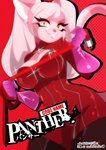 anthro breasts clothing cosplay female gloves handwear latex legwear pattern_background red_background simple_background smile solo stockings text tight_clothing yellow_eyes zipper dannyckoo exgalatine atlus megami_tensei megami_tensei_persona persona_(series) persona_5 sega ann_takamaki felid mammal 2020 english_text hi_res