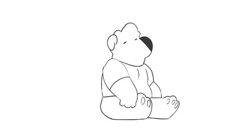 anthro biped clothed clothing lying male navel on_back paws sitting solo peculiart p.bear bear mammal sun_bear ursine 16:9 2024 animated black_and_white monochrome no_sound short_playtime video widescreen