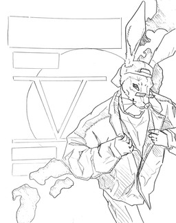 anthro backwards_hat clothed clothing eyewear fully_clothed glasses hat headgear headwear jacket japan looking_at_viewer male map roman_numeral smile smirk solo topwear bunpicker hare lagomorph leporid mammal 2025 black_and_white cover cover_art cover_page graphite_(artwork) hi_res line_art monochrome sketch traditional_media_(artwork) unfinished