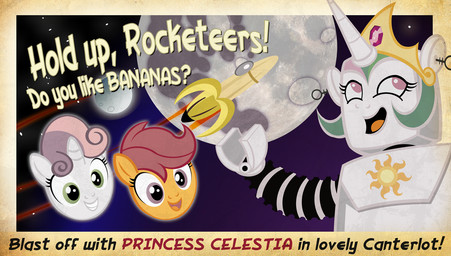 banana crown female food fruit green_eyes group headgear horn machine male moon plant poster poster_template princess rocket royalty smile sun text trollface pixelkitties friendship_is_magic hasbro my_little_pony mythology princess_celestia_(mlp) scootaloo_(mlp) sweetie_belle_(mlp) equid equine mammal mythological_creature mythological_equine robot unicorn english_text meme