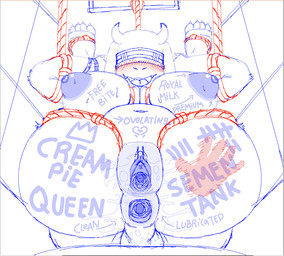 anthro anus bathroom bdsm blindfold bodily_fluids body_writing female public_restroom public_use puffy_anus questionable_consent restroom_stall rope solo spank_marks tally_marks western_tally_marks crossman undertale_(series) toriel bovid caprine goat mammal