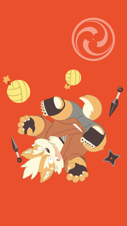 anthro belly black_nose bottomwear clothed clothing cute_fangs fangs fur humanoid_hands kemono male orange_body orange_fur shorts simple_background slightly_chubby solo teeth kinoshita-jiroh the_spicy_ninja_scrolls shichimi_(the_spicy_ninja_scrolls) canid canine canis domestic_dog mammal 2015 9:16 hi_res