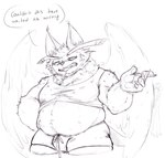 anthro belly bottomwear bulge clothing fur male overweight overweight_anthro overweight_male paws shirt shorts solo tank_top teeth text tight_clothing topwear wings scarythesustire hazbin_hotel husk_(hazbin_hotel) demon domestic_cat felid feline felis mammal english_text sketch